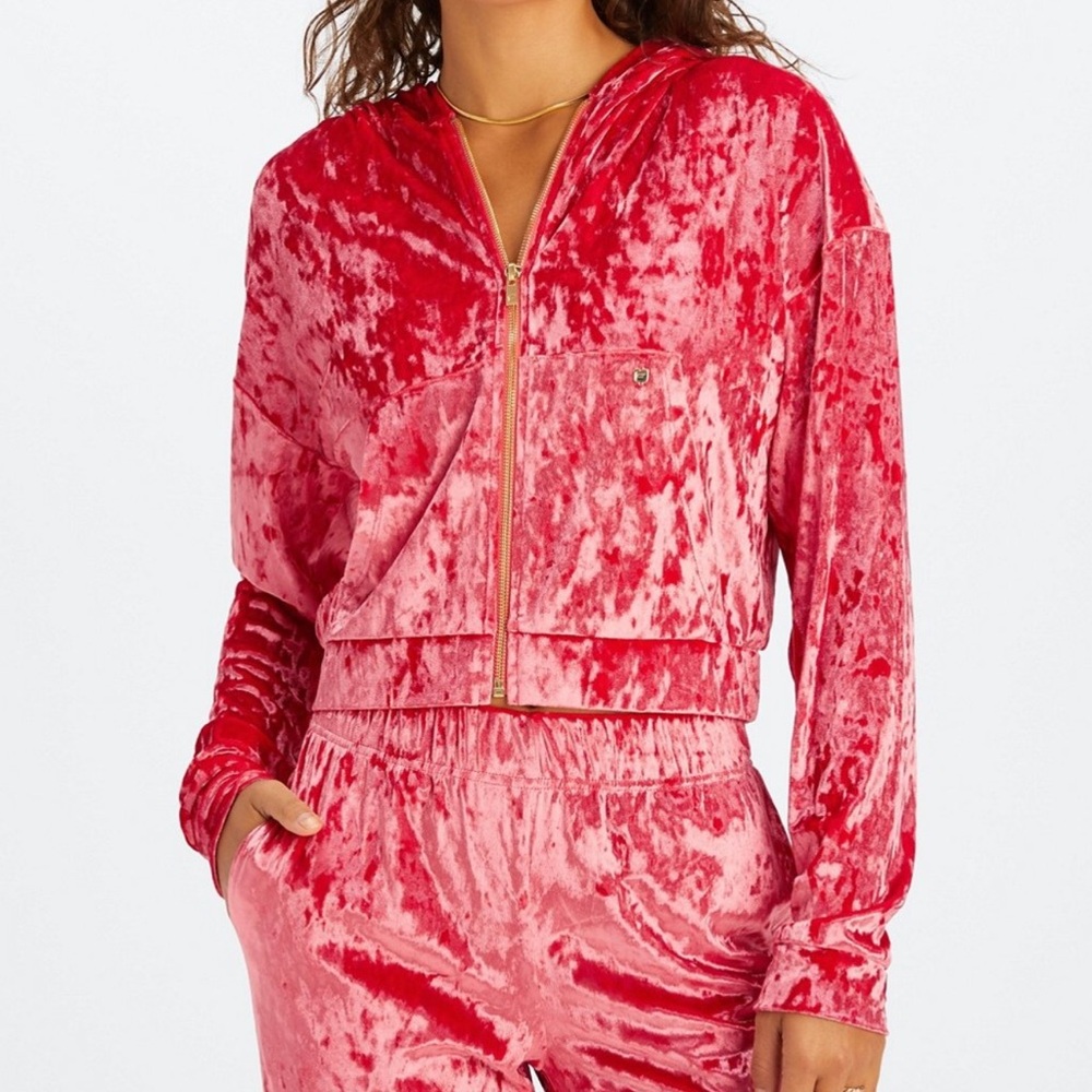 Fabletics Crushed Velour Zip Up Hoodie